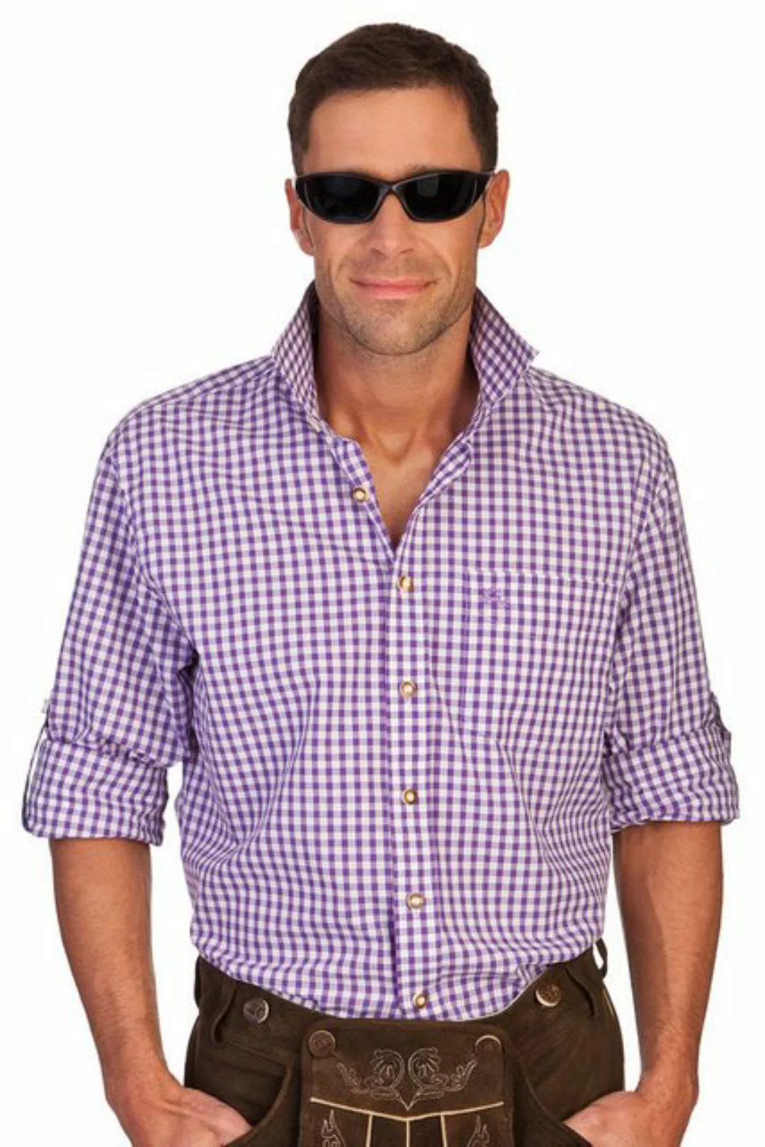 orbis Trachtenhemd Trachtenhemd - H1213 - rot, lila günstig online kaufen