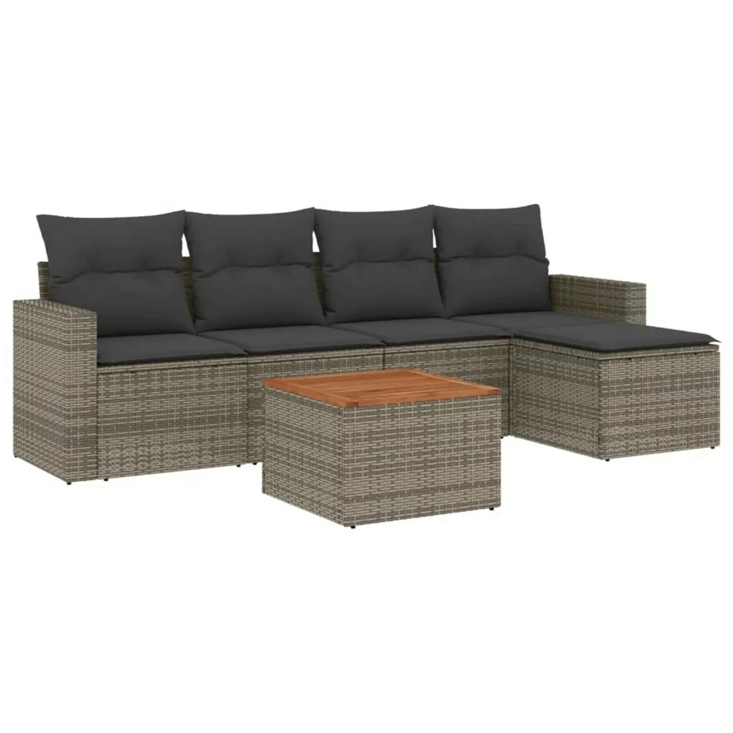 vidaXL 6-tlg Garten-Sofagarnitur mit Kissen Grau Poly Rattan Modell 30 günstig online kaufen