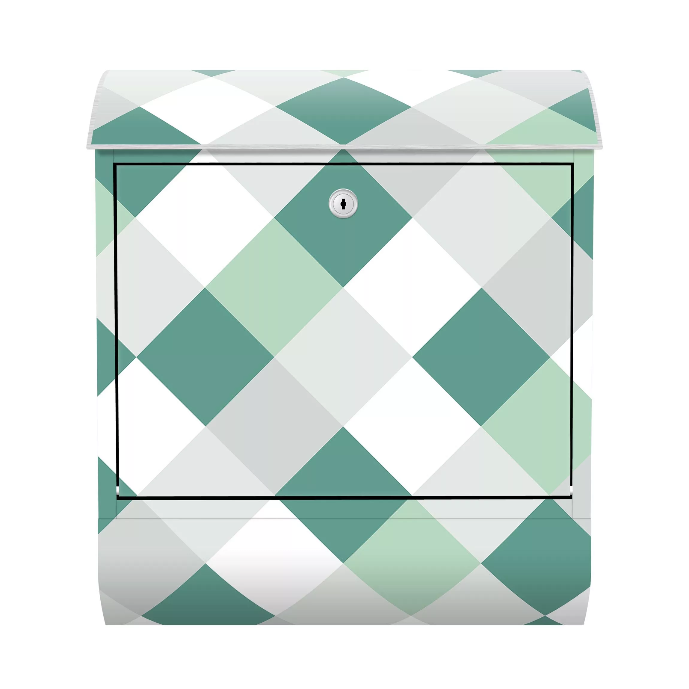 Briefkasten Geometrisches Muster gedrehtes Schachbrett Grün günstig online kaufen