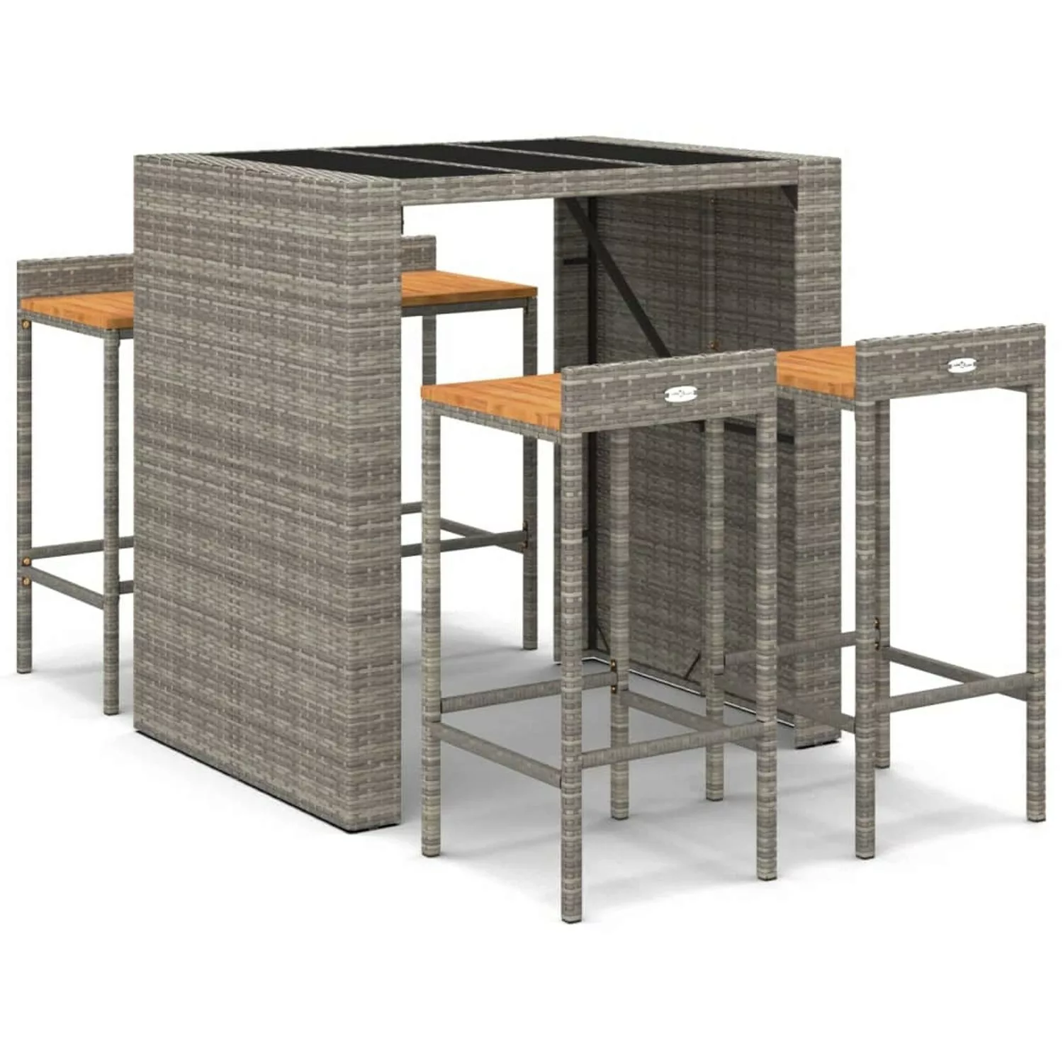 Vidaxl 5-tlg. Gartenbar-set Grau Poly Rattan & Massivholz Akazie günstig online kaufen