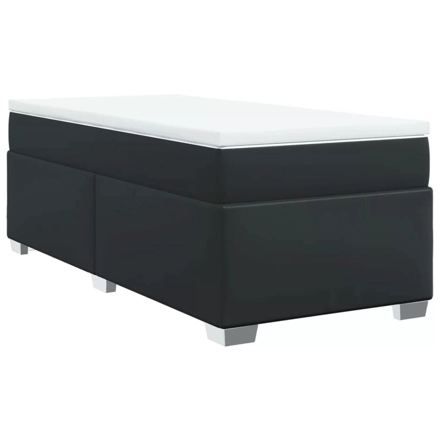 vidaXL Boxspringbett, Boxspringbett mit Matratze Schwarz 80x200 cm Kunstled günstig online kaufen