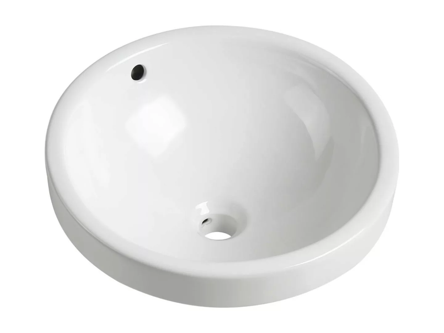 Halbeinbauwaschbecken rund - Keramik - Weiß - 46 cm - CATONAC II günstig online kaufen