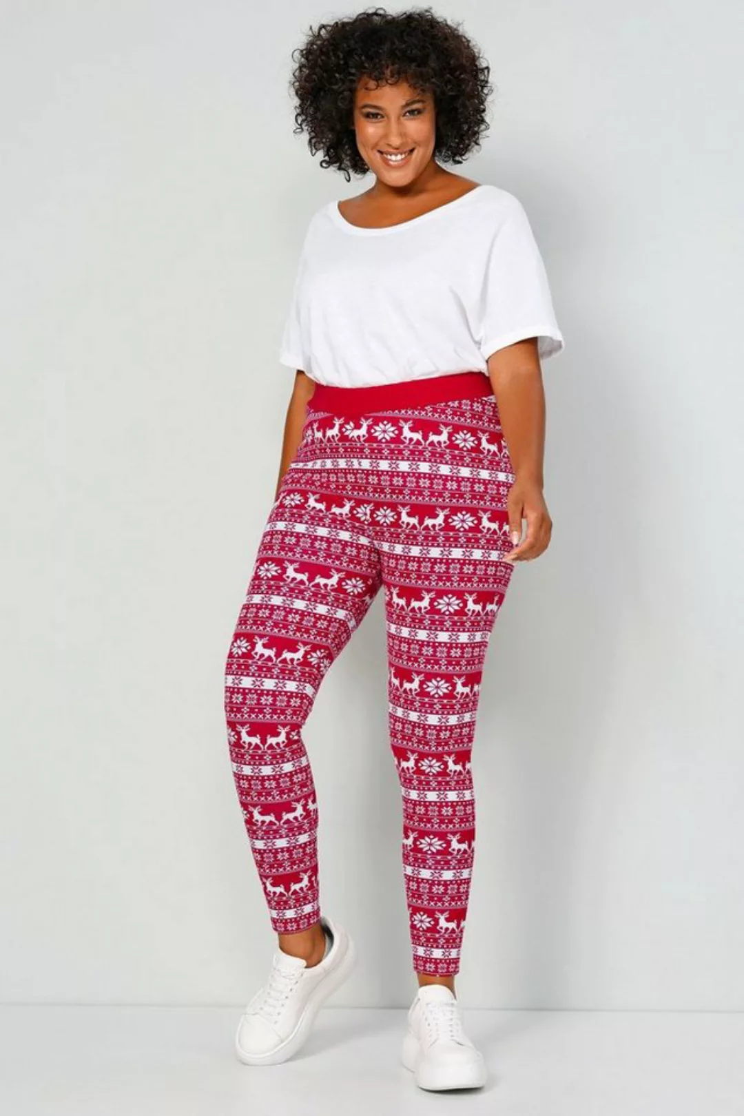 Angel of Style Lederimitathose Leggings Slim Fit weihnachtliches Muster günstig online kaufen