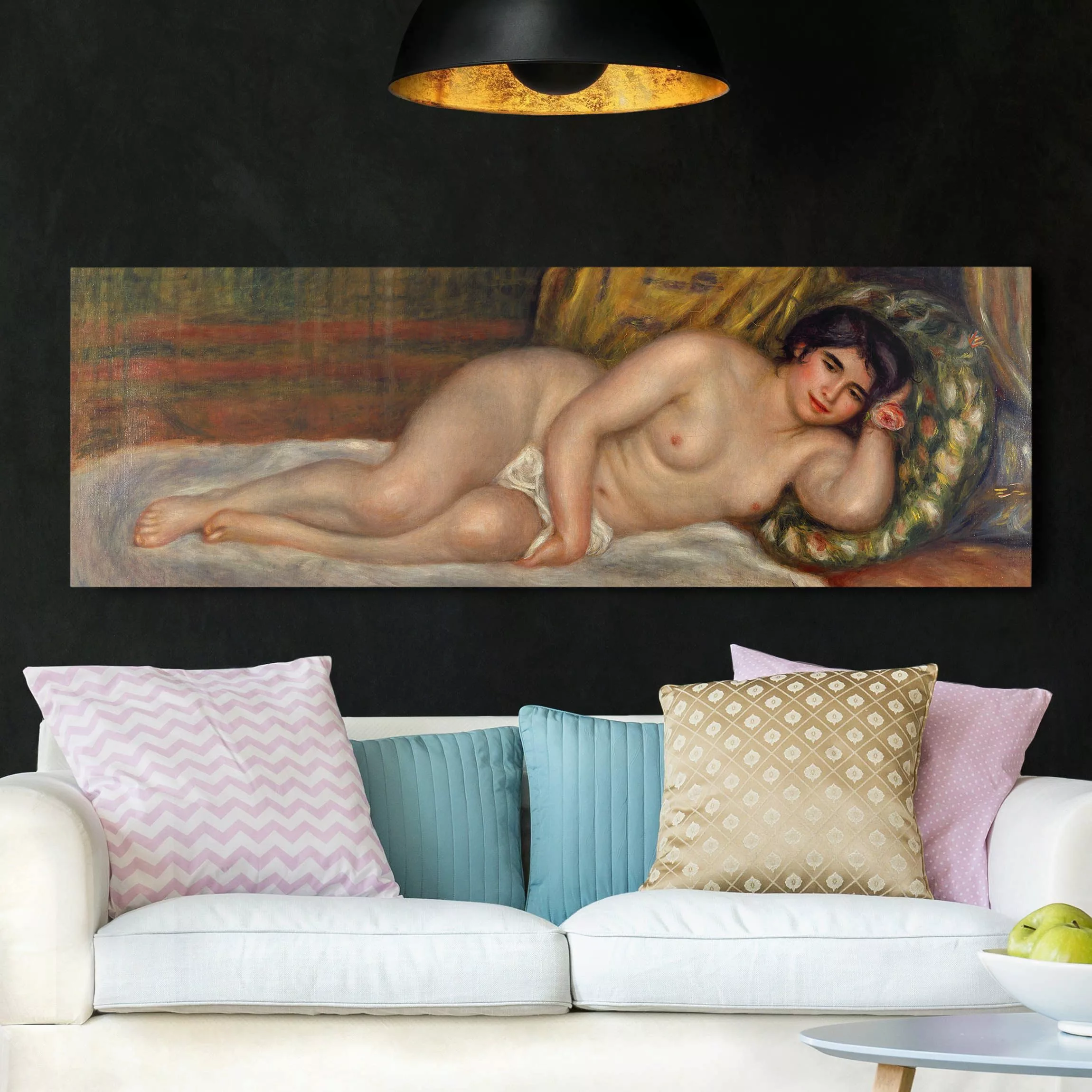 Leinwandbild Kunstdruck - Panorama Auguste Renoir - Liegender Akt günstig online kaufen