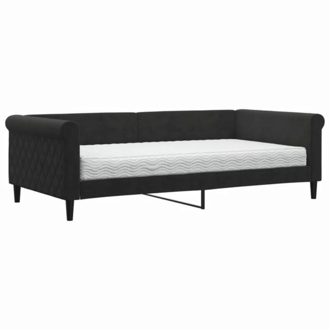 vidaXL Gästebett Gästebett Tagesbett mit Matratze Schwarz 100x200 cm Samt B günstig online kaufen