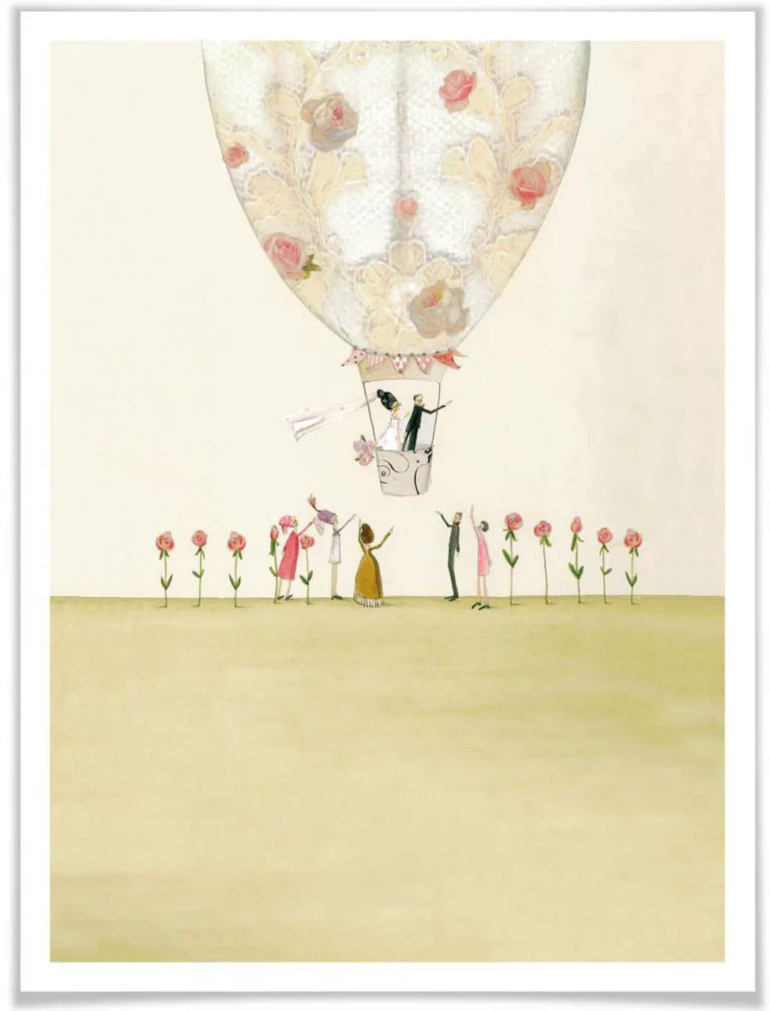 Wall-Art Poster "Hochzeit Deko Heißluftballon", Heißluftballon, (1 St.) günstig online kaufen