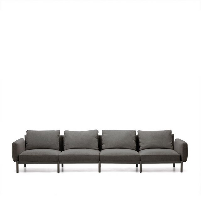 Natur24 Sofa 4-Sitzer-Sofa Sorells 370 x 73 x 104 cm Aluminium Grau günstig online kaufen