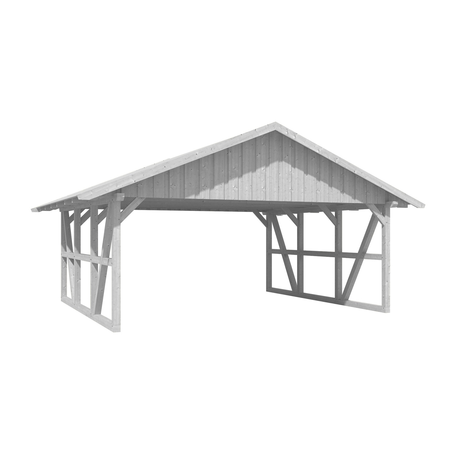 Skan Holz Carport Schwarzwald mit Dachschalung 684 x 600 cm Weiß günstig online kaufen