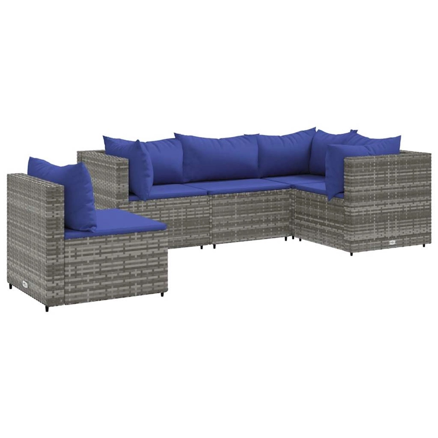 vidaXL 5-tlg Garten-Lounge-Set mit Kissen Grau Poly Rattan Modell 58 günstig online kaufen