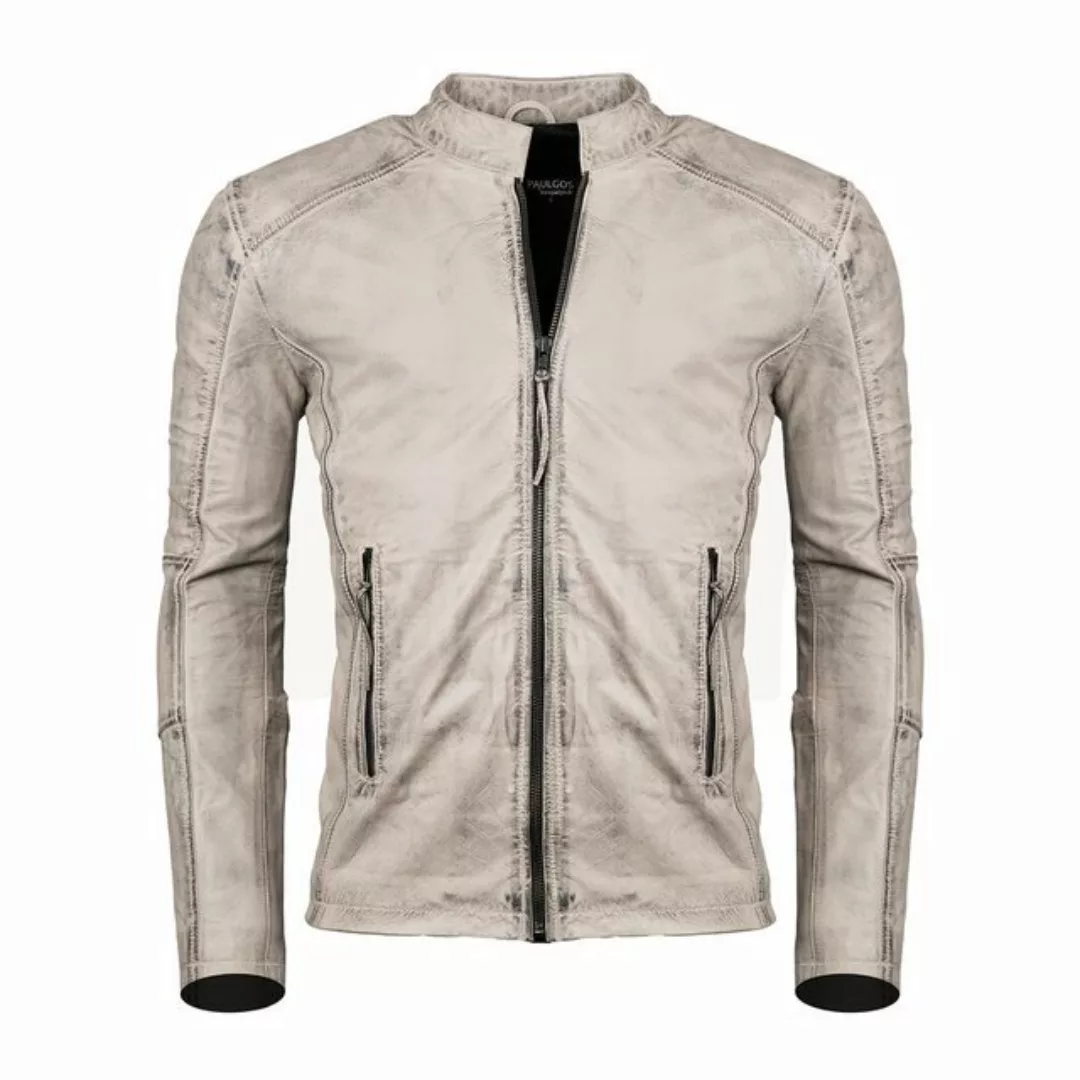 PAULGOS Lederjacke Herren Jacke Übergangsjacke Biker Look 100% Echtleder D3 günstig online kaufen