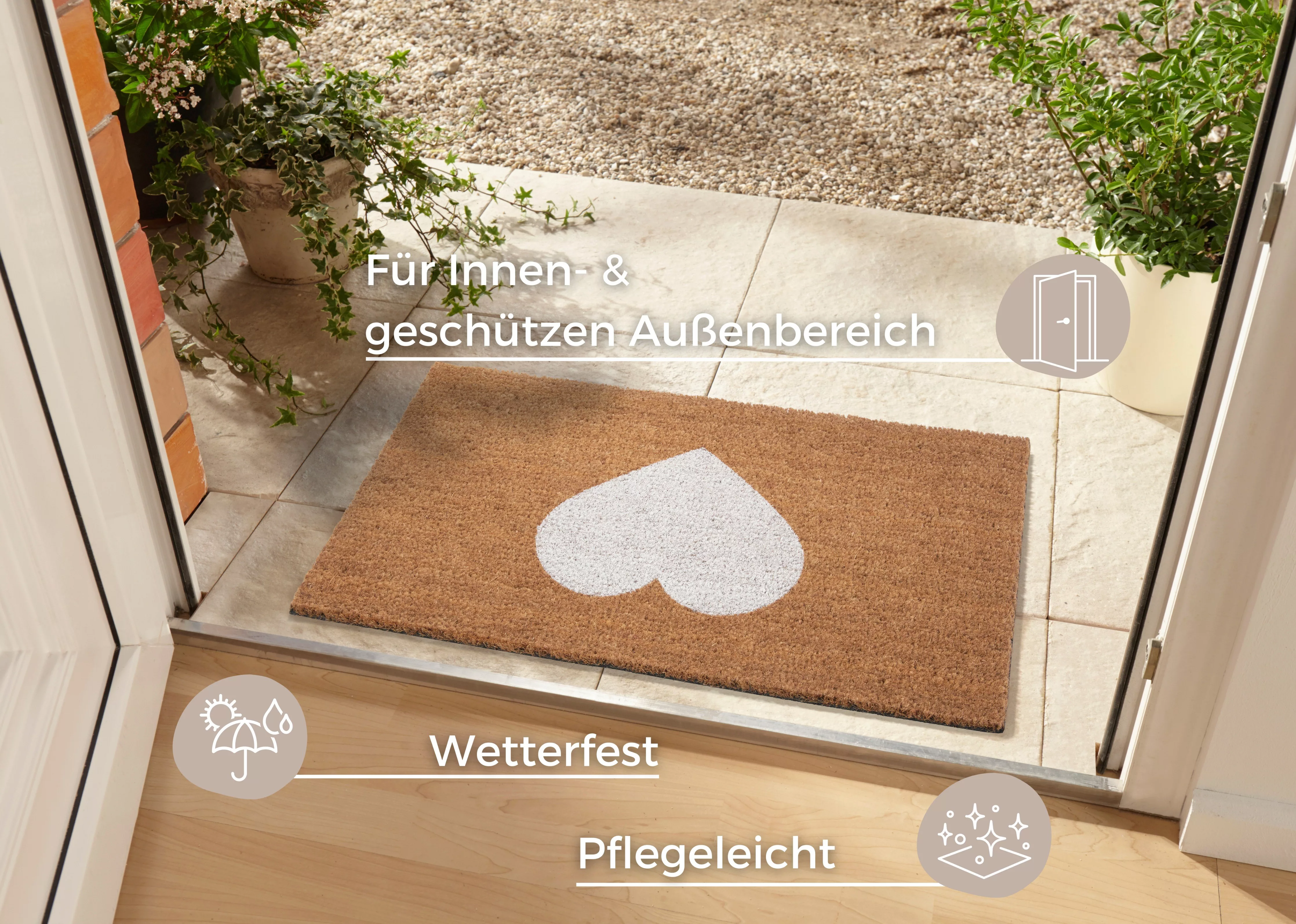 HANSE Home Fußmatte »Mix Mats Kokos Heart«, rechteckig, 15 mm Höhe, Kokos, günstig online kaufen