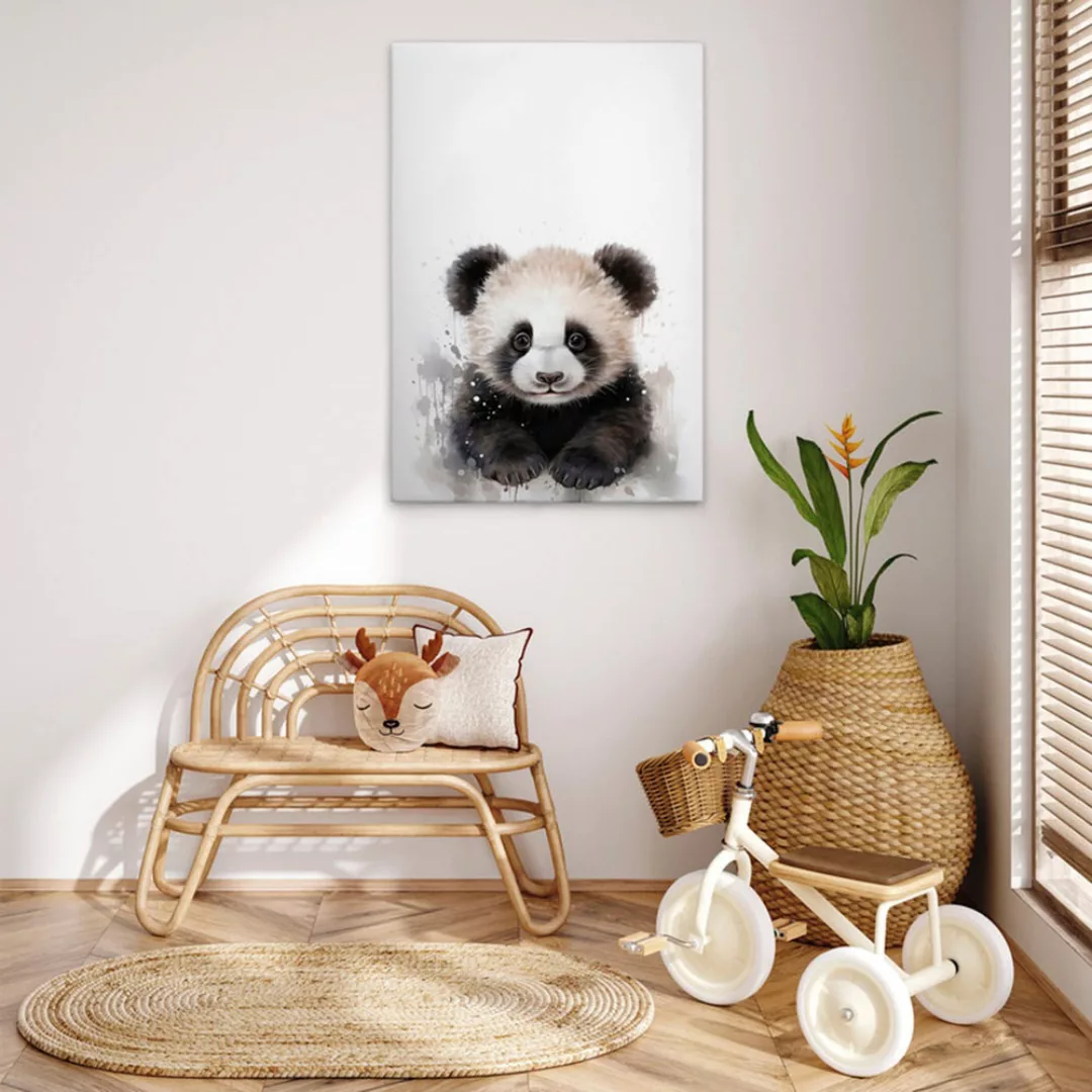 A.S. Création Leinwandbild "Baby Panda - Wandbild Schwarz Weiß Grau Keilrah günstig online kaufen