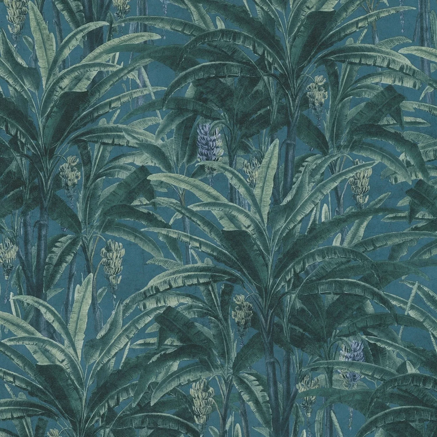 Bricoflor Palmen Tapete in Petrol Dunkelgrüne Vliestapete mit Palmenblätter günstig online kaufen