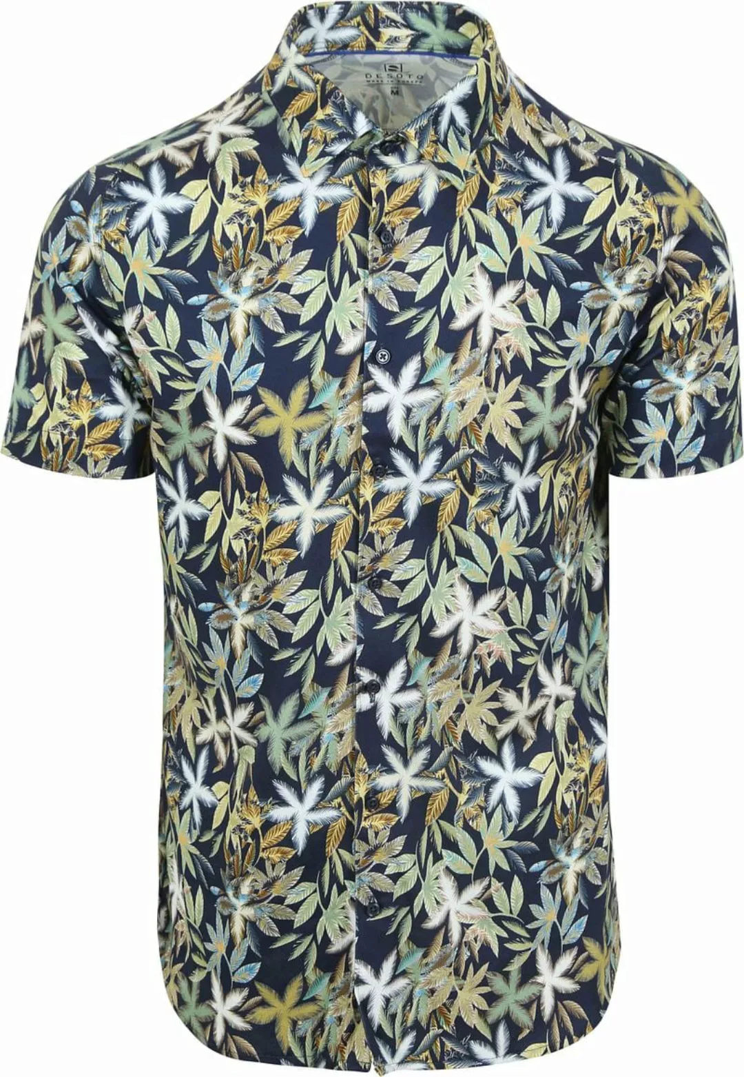 Desoto Short Sleeve Jersey Hemd Botanic Print Navy  - Größe M günstig online kaufen