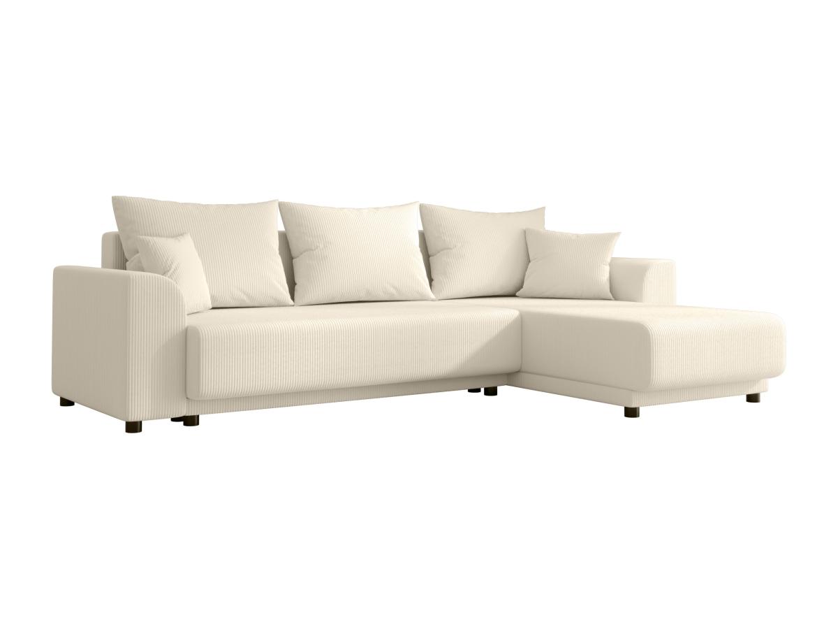 Ecksofa mit Schlaffunktion - Ecke wechselbar - Cord - Beige - NESSARO günstig online kaufen