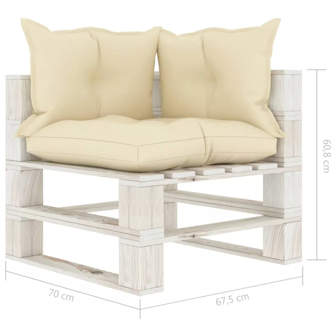 Garten-paletten-ecksofa Mit Creme-kissen Holz günstig online kaufen