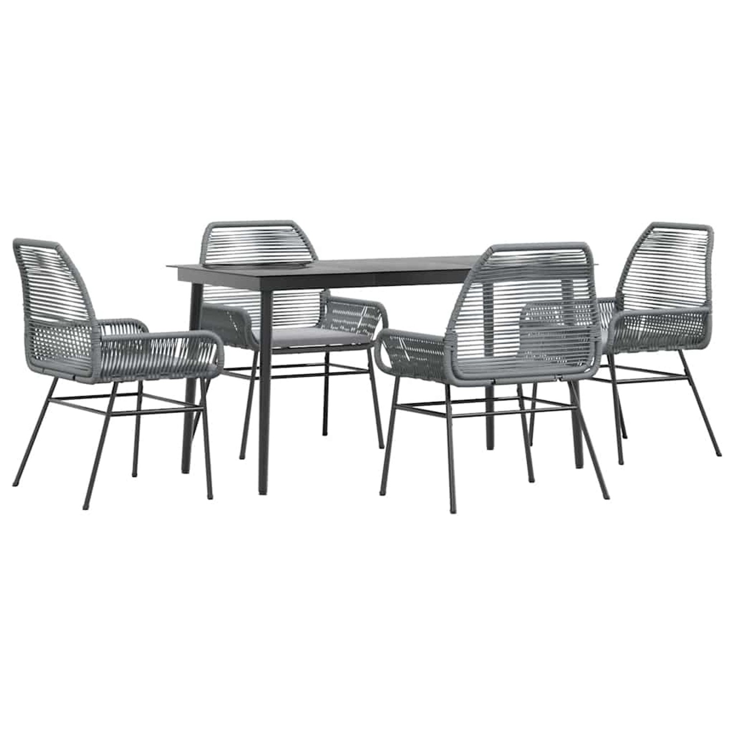 vidaXL 5-Tlg Garten-Essgruppe mit Kissen Grau Poly Rattan Glas 3334480 günstig online kaufen
