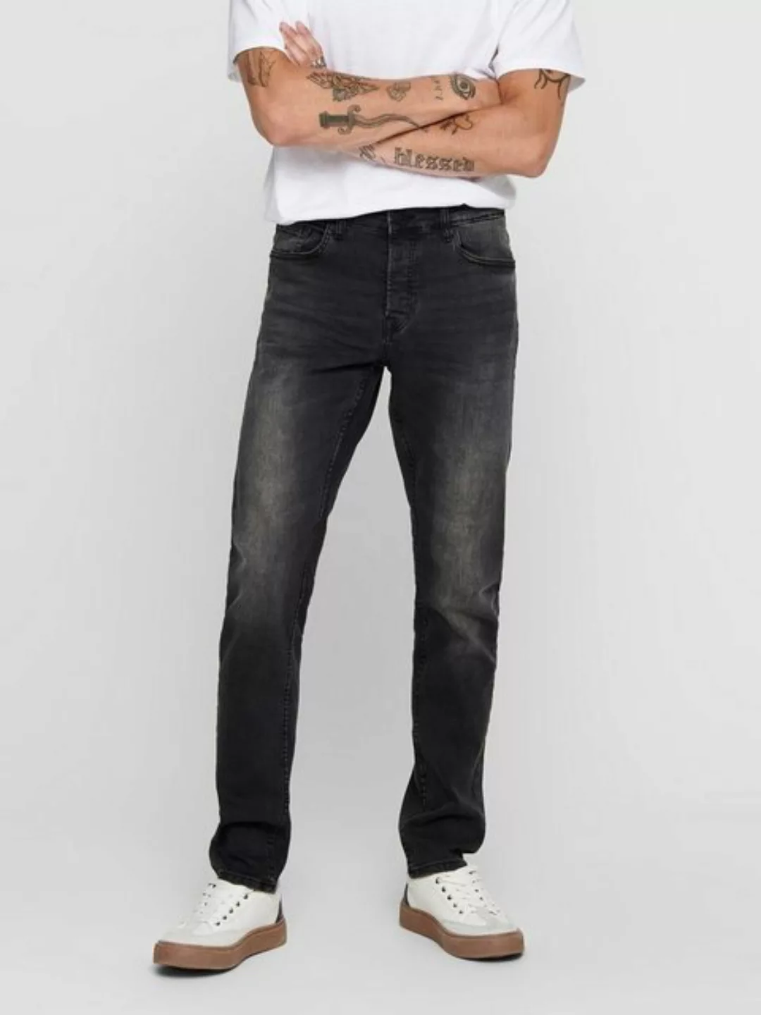 Only & Sons Herren Jeans ONSLOOM BLACK WASHED DCC 0447 - Slim Fit - Schwarz günstig online kaufen