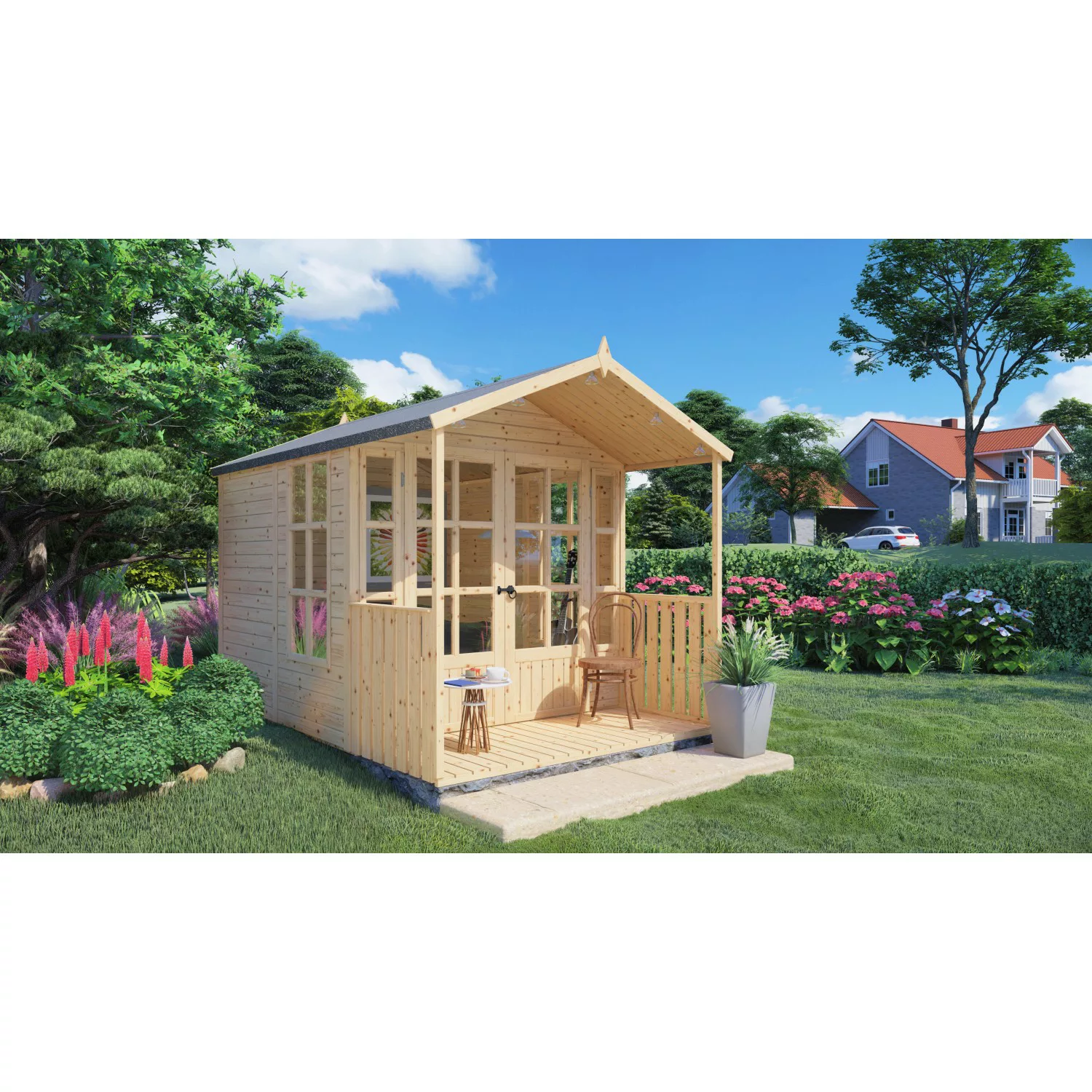 Bertilo Gartenhaus/Gerätehaus Arley 291 cm x 202 cm Natur FSC® günstig online kaufen