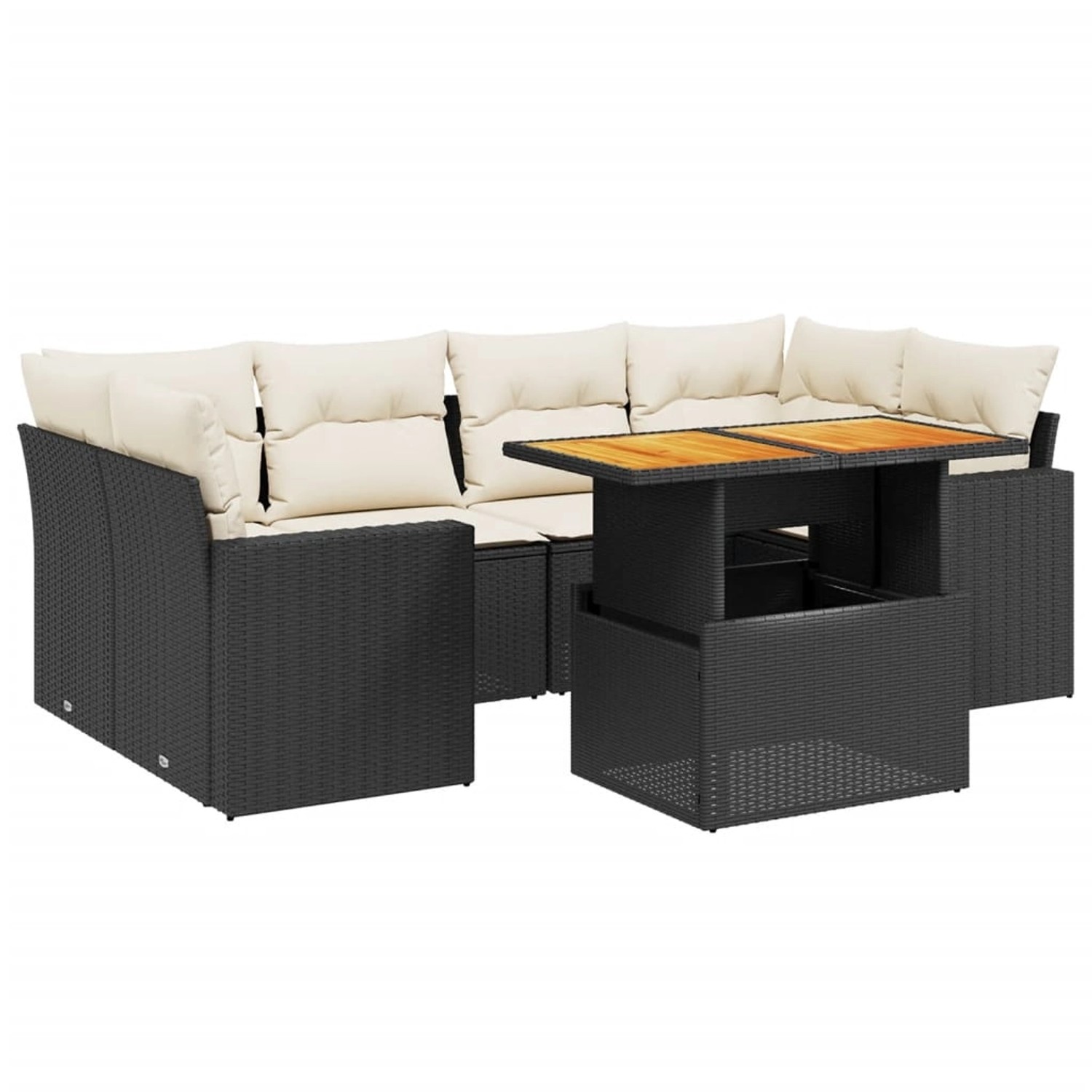 vidaXL 7-Tlg Garten-Sofagarnitur mit Kissen Schwarz Poly Rattan 3271210 günstig online kaufen