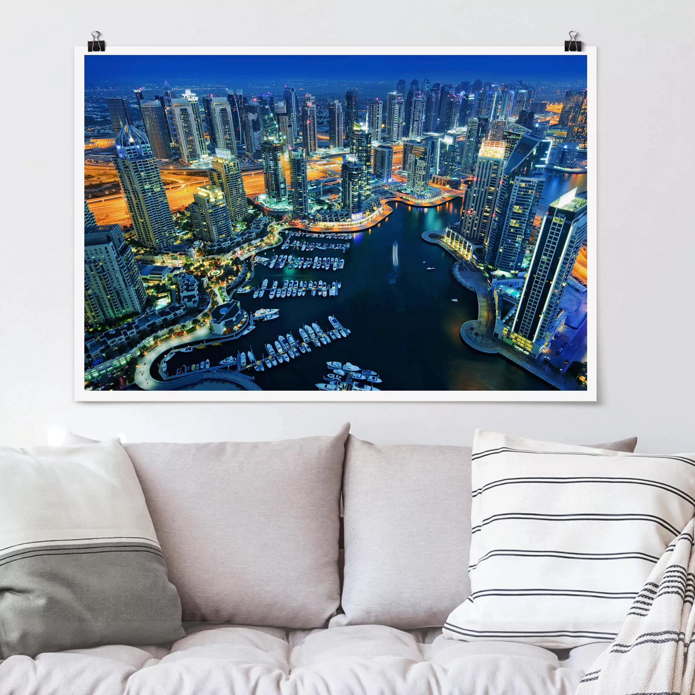 Poster Architektur & Skyline - Querformat Nächtliche Dubai Marina günstig online kaufen