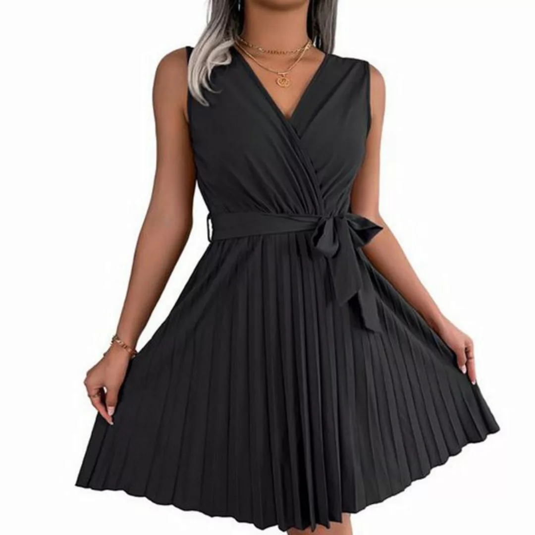 ZWY Midikleid Elegantes, plissiertes Kleid mit überkreuztem V-Ausschnitt günstig online kaufen