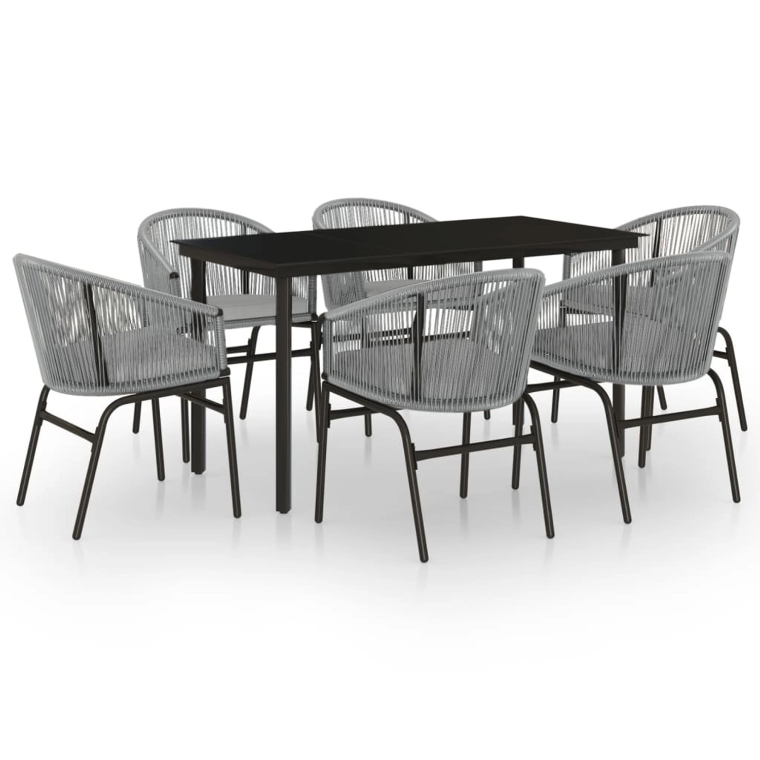 vidaXL 7-Tlg Garten-Essgruppe Grau 3099236 günstig online kaufen