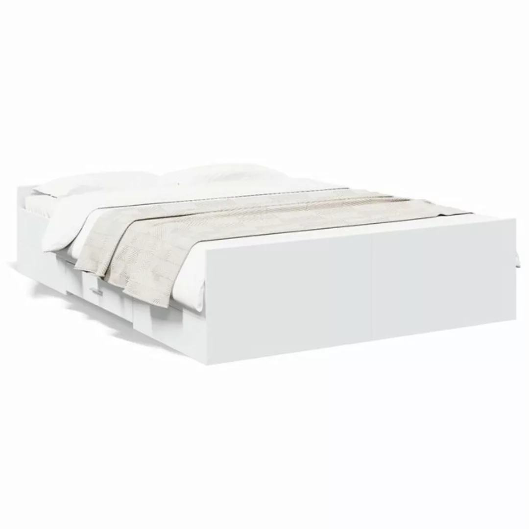 vidaXL Bett Bettgestell mit Schubladen Weiß 120x190 cm Holzwerkstoff günstig online kaufen