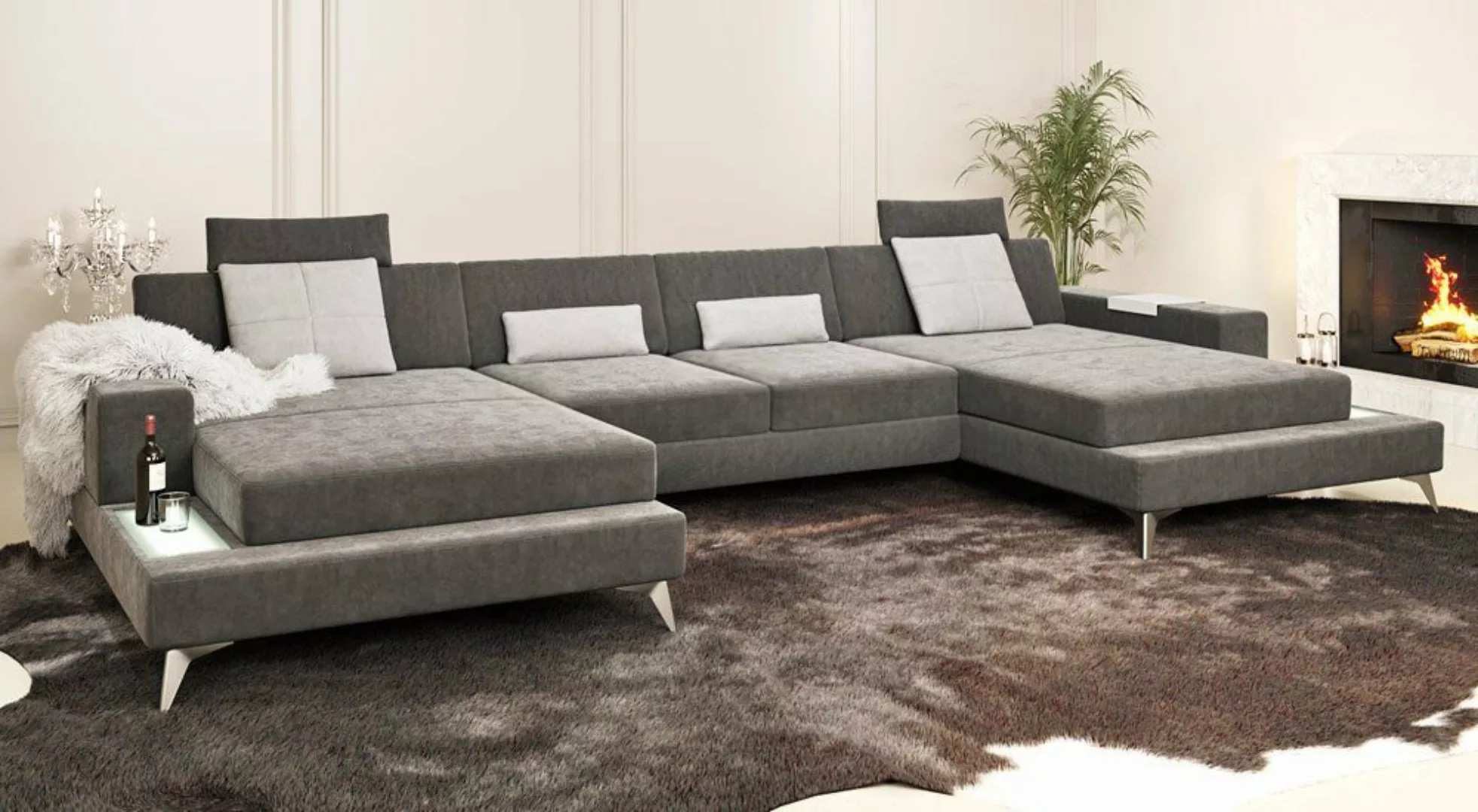 BULLHOFF Wohnlandschaft Wohnlandschaft XXL Ecksofa Eckcouch U-Form Designso günstig online kaufen