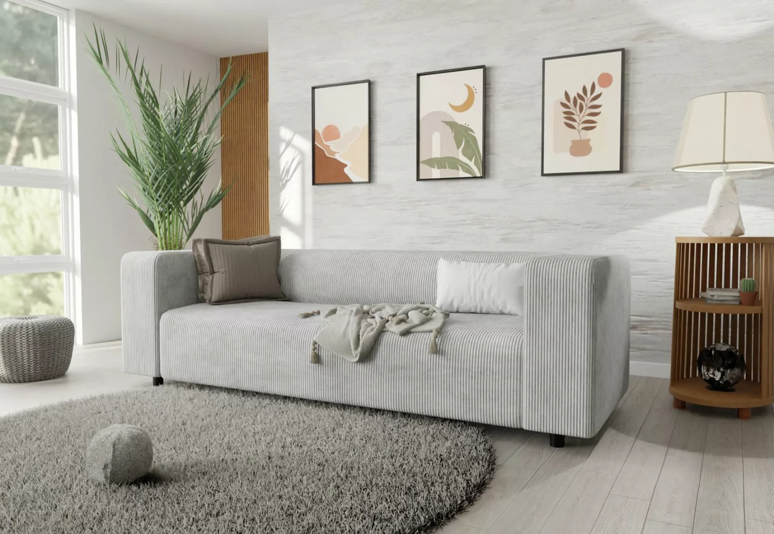 S-Style Möbel Sofa 3 sitzer Gustav aus Cord-Stoff mit bequemem Sitz, mit We günstig online kaufen