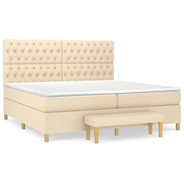 vidaXL Boxspringbett Boxspringbett mit Matratze Creme 200x200 cm Stoff Bett günstig online kaufen