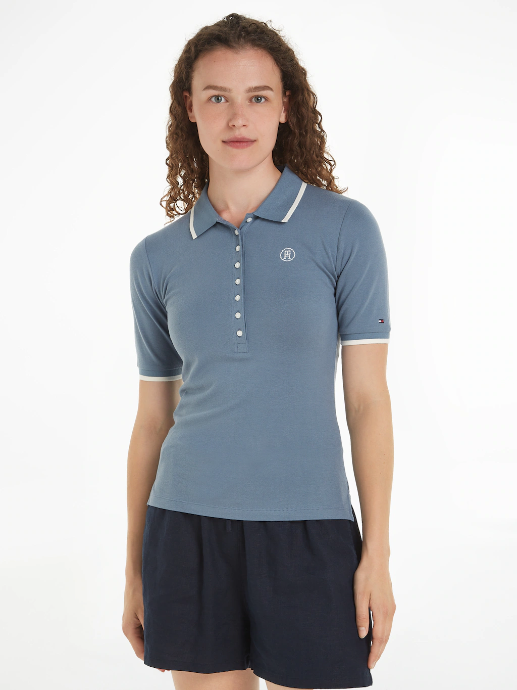 Tommy Hilfiger Poloshirt SLIM SMD TIPPING LYOCELL POLO SS mit kontrastfarbe günstig online kaufen