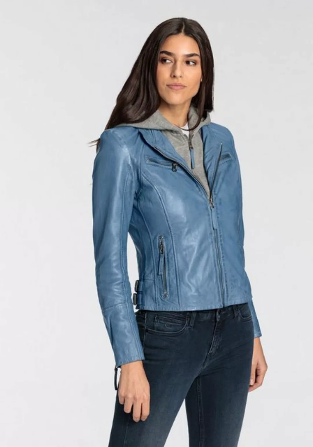 Mauritius Lederjacke "NOLA", mit Kapuze, Two-in-One Style - mit abnehmbarer günstig online kaufen