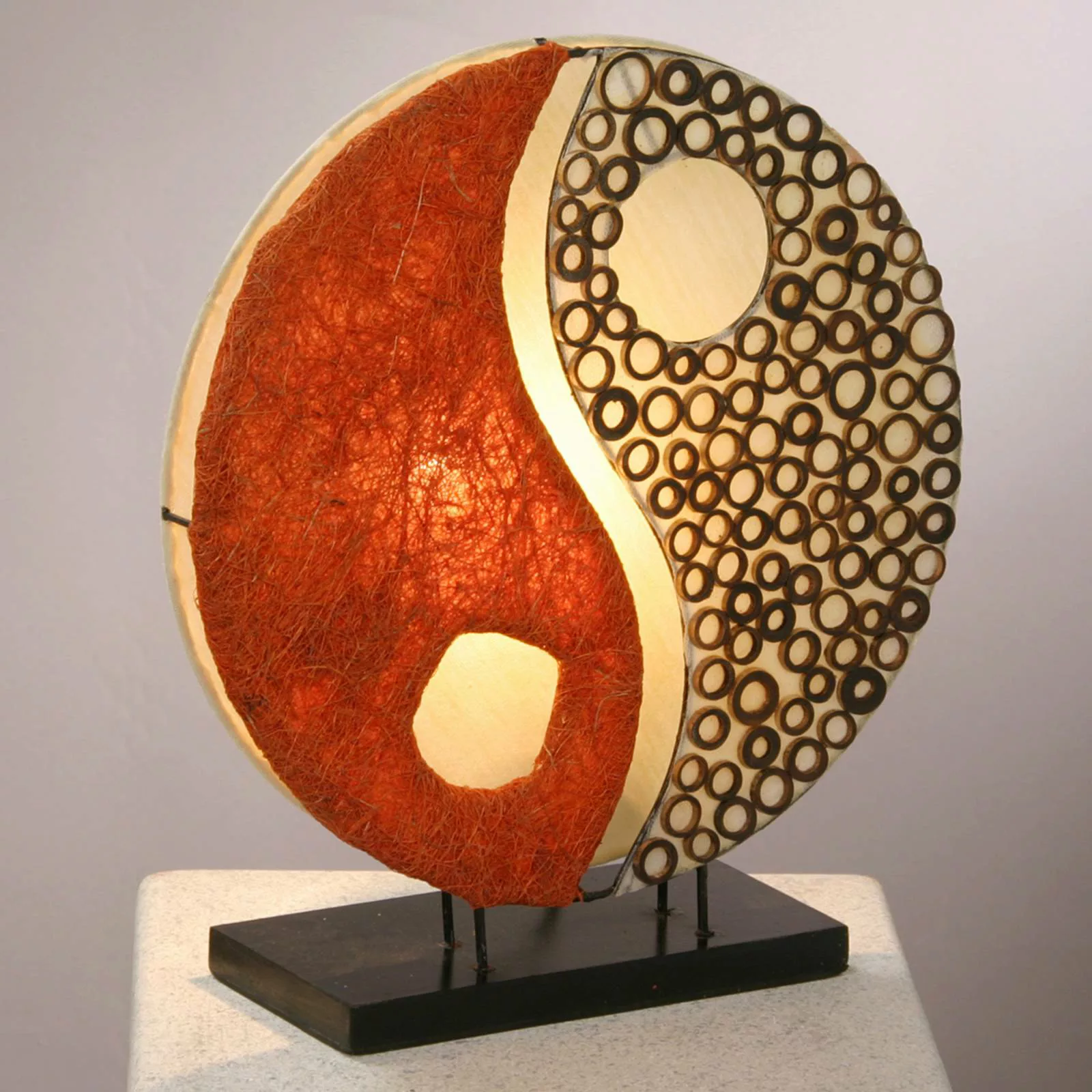 Tischleuchte Ying Yang auf Holzfuß 33 cm günstig online kaufen