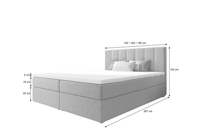 B&B Home Boxspringbett Adelle III (H3 Matratze Bonellfederung, Kopfteil, Be günstig online kaufen