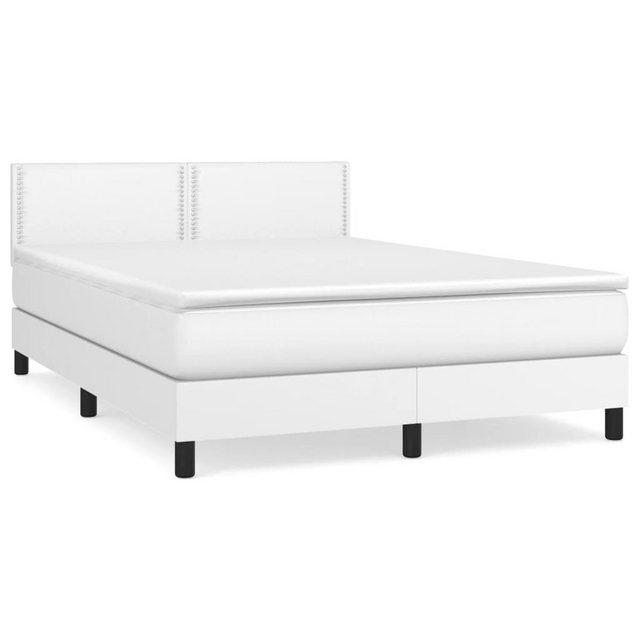 vidaXL Bettgestell Boxspringbett mit Matratze Weiß 140x190 cm Kunstleder Be günstig online kaufen