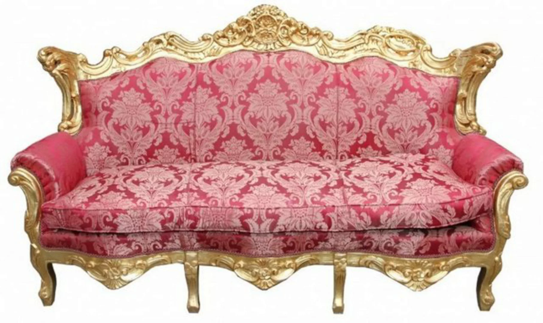 Casa Padrino 3-Sitzer Barock 3er Sofa Master Bordeaux Muster / Gold - Wohnz günstig online kaufen