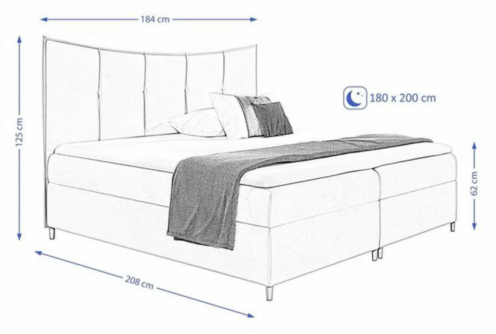 Beautysofa Boxspringbett BERGO (Doppelbett aus Velour), inklusive Federkern günstig online kaufen