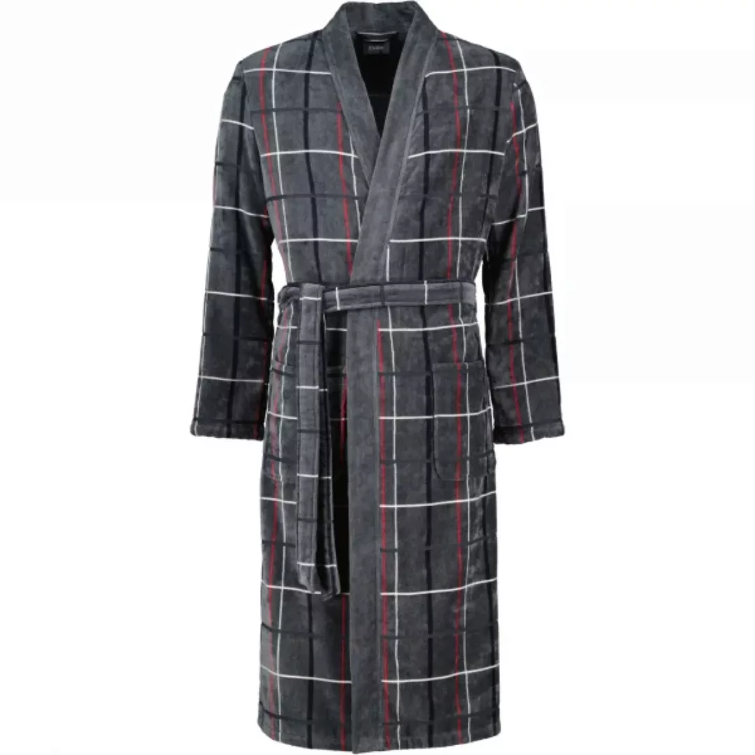 Cawö Herren Bademantel Kimono 4853 - Farbe: anthrazit-rot - 79 - S günstig online kaufen