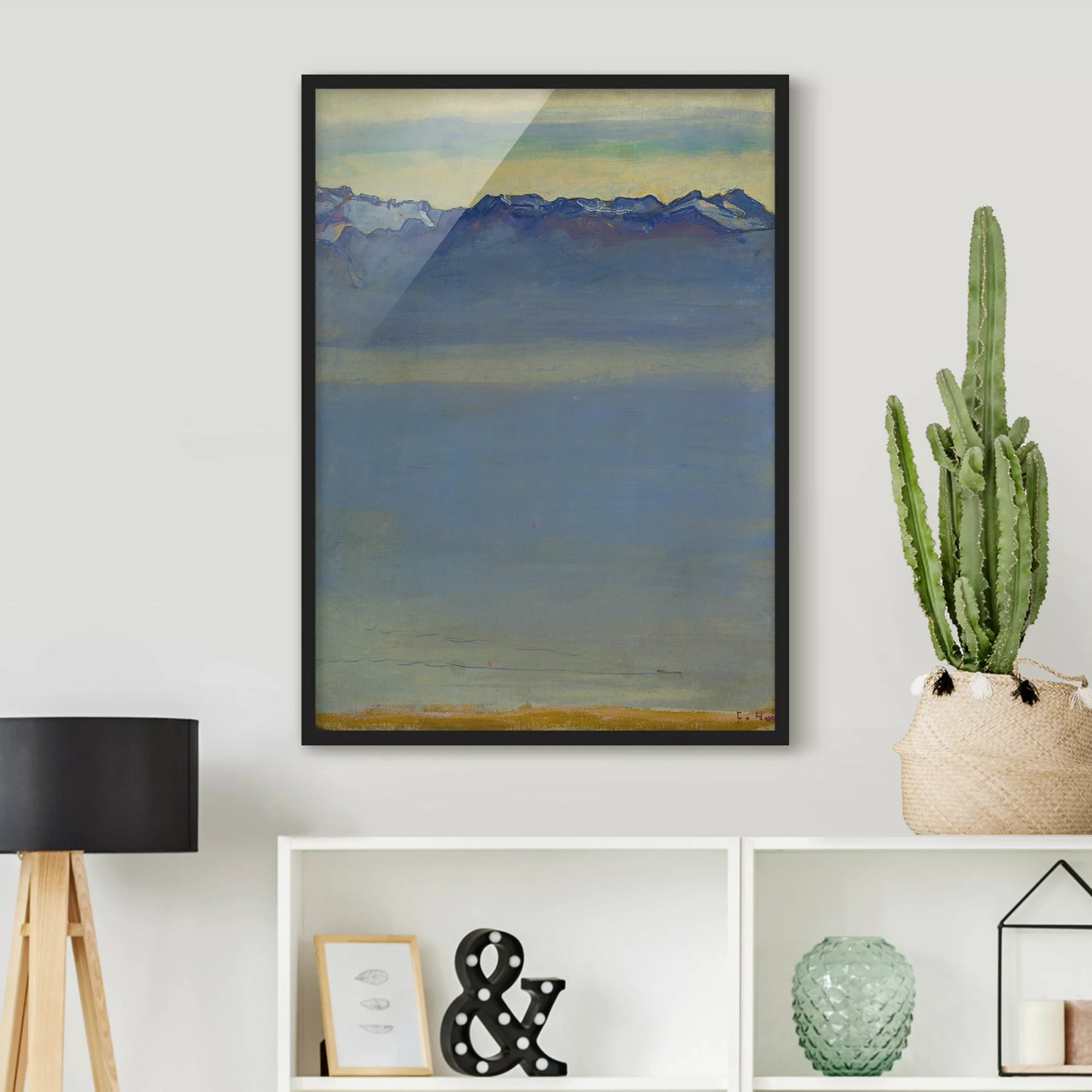 Bild mit Rahmen Kunstdruck - Hochformat Ferdinand Hodler - Genfer See mit A günstig online kaufen
