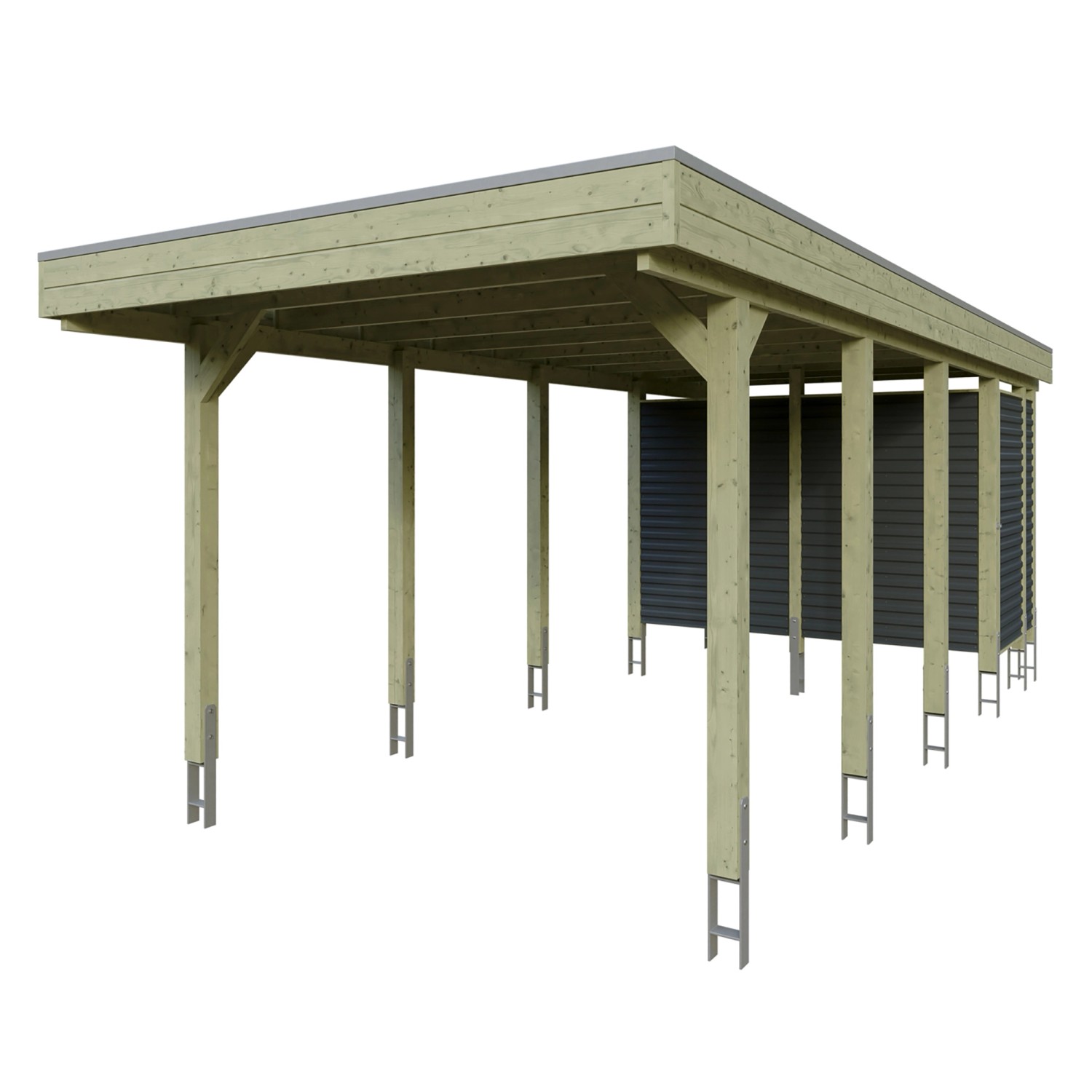 Skan Holz Carport Friesland Hybrid 314 cm x 708 cm Grün günstig online kaufen