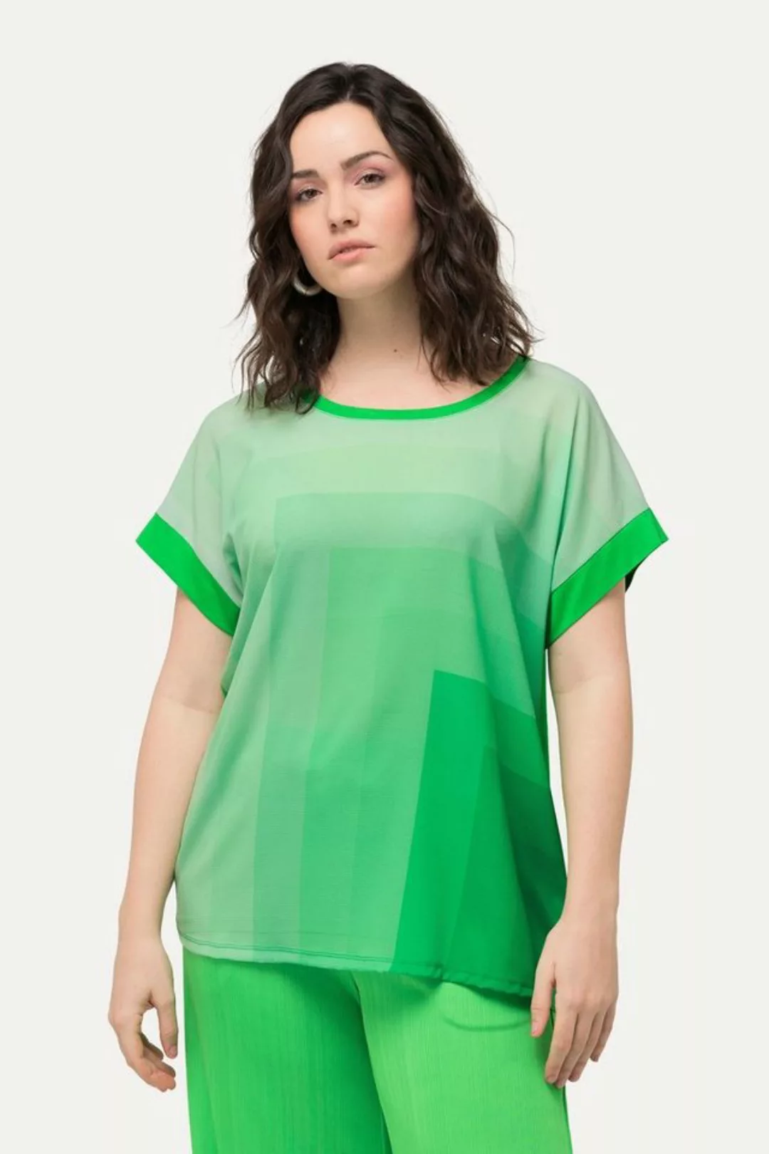 Ulla Popken Rundhalsshirt Blusenshirt Oversized Rundhals Halbarm günstig online kaufen