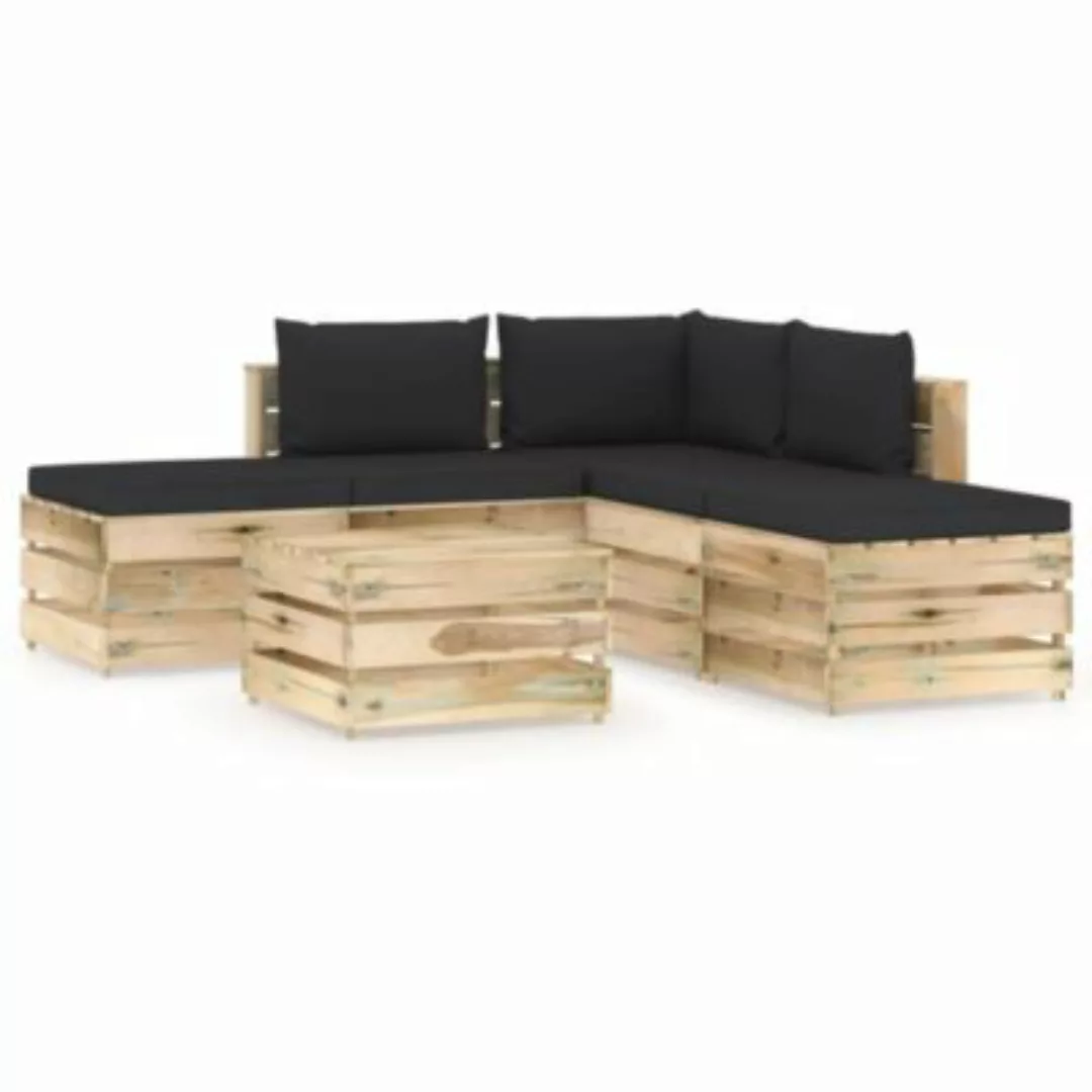6-tlg. Garten-lounge-set Mit Kissen Grün Imprägniertes Holz günstig online kaufen