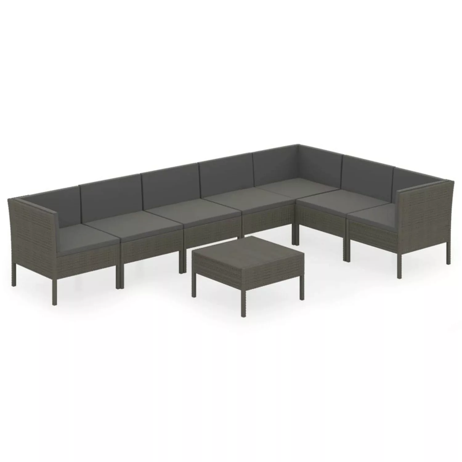 8-tlg. Garten-lounge-set Mit Auflagen Poly Rattan Grau günstig online kaufen