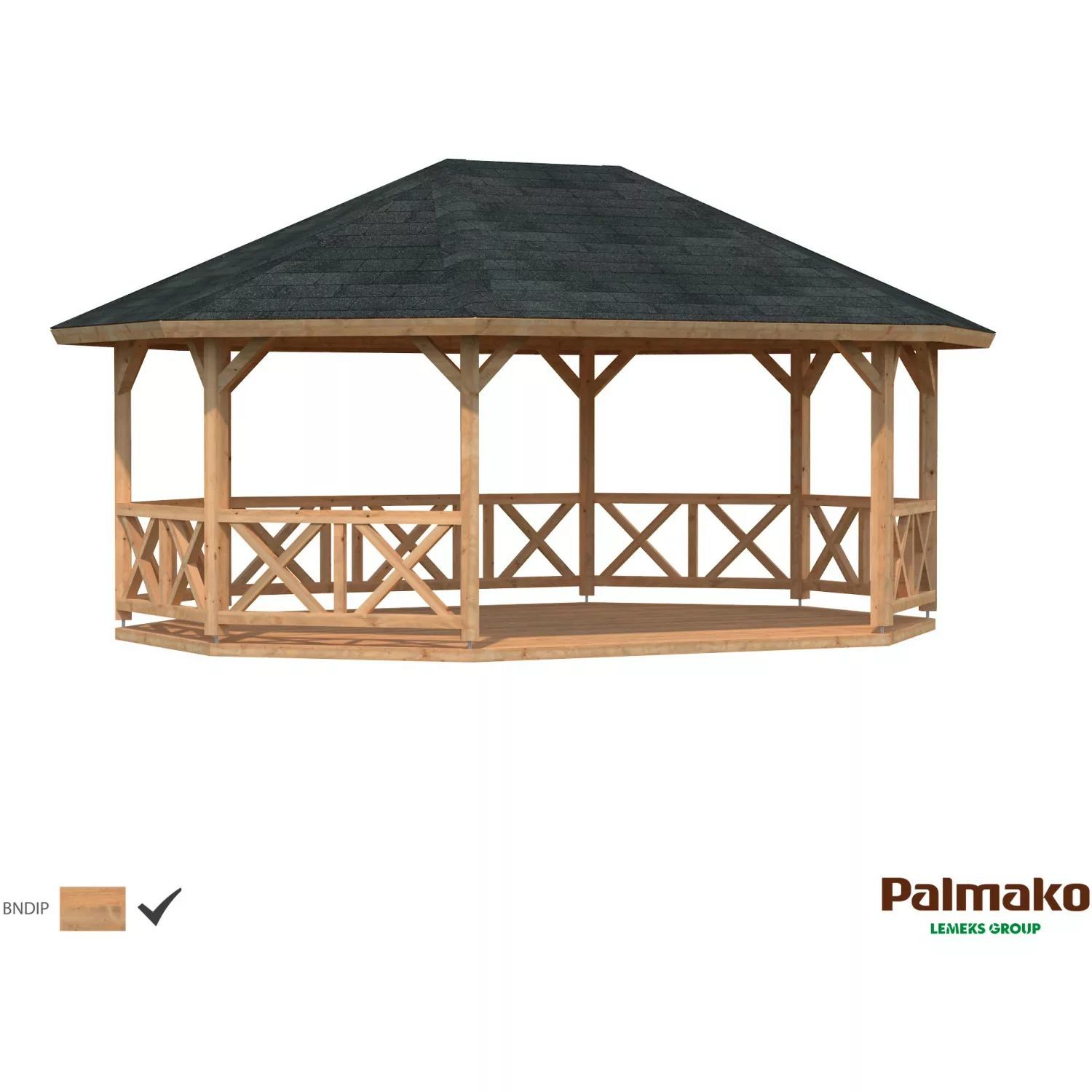 Palmako Holz-Pavillon Betty Braun tauchgrundiert BxT: 615 cm x 465 cm günstig online kaufen