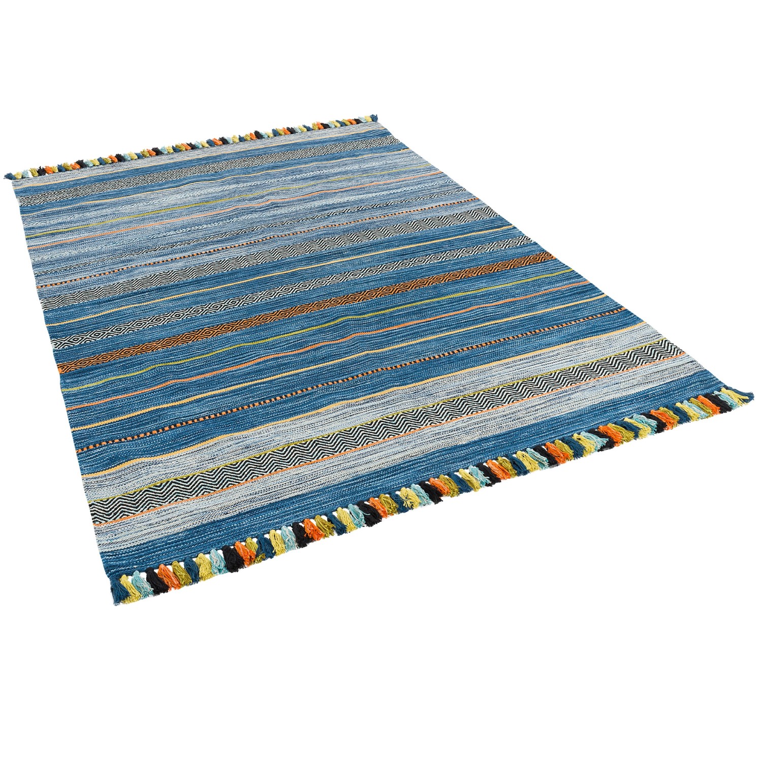 Pergamon Natur Teppich Kelim Kalleen Blau 90x160cm günstig online kaufen