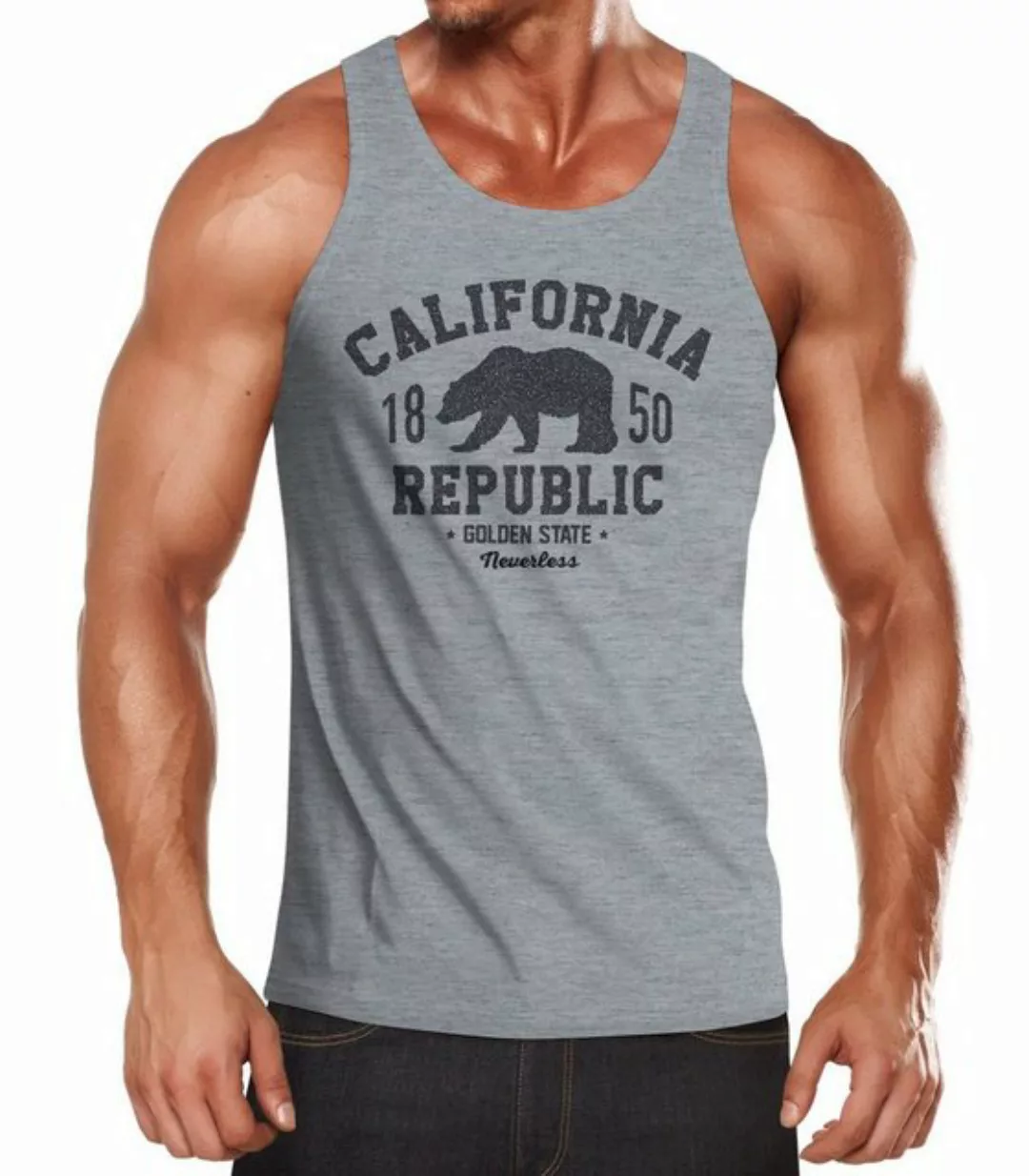 Neverless Tanktop Herren Tank-Top California Republic Kalifornien Golden St günstig online kaufen