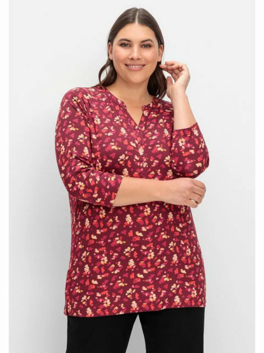 Sheego Rundhalsshirt Große Größen mit Blumendruck, aus Viskosejersey günstig online kaufen