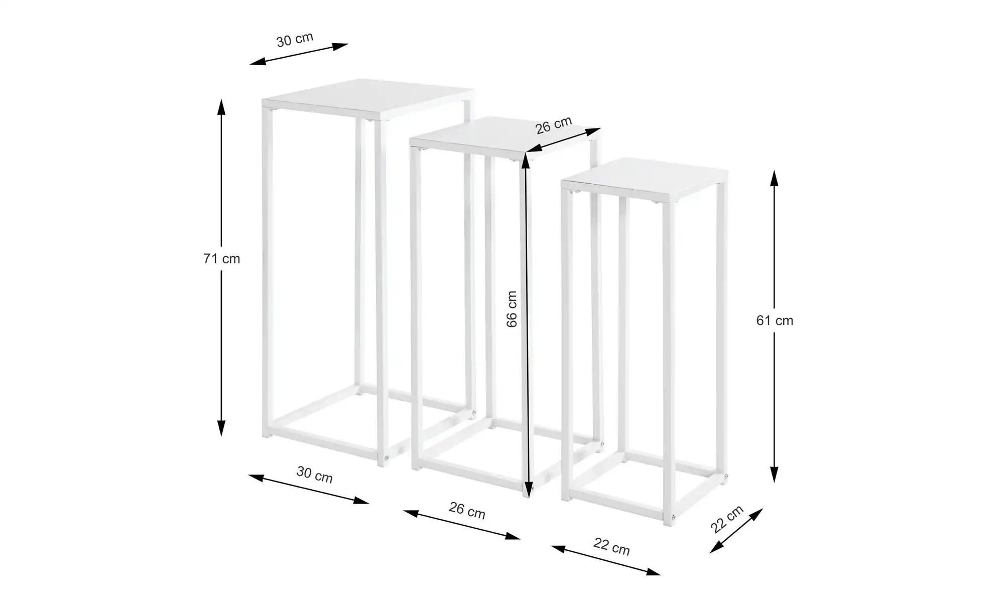 Blumensäule 3er Set   ¦ weiß ¦ Maße (cm): B: 30 H: 71 Tische > Beistelltisc günstig online kaufen
