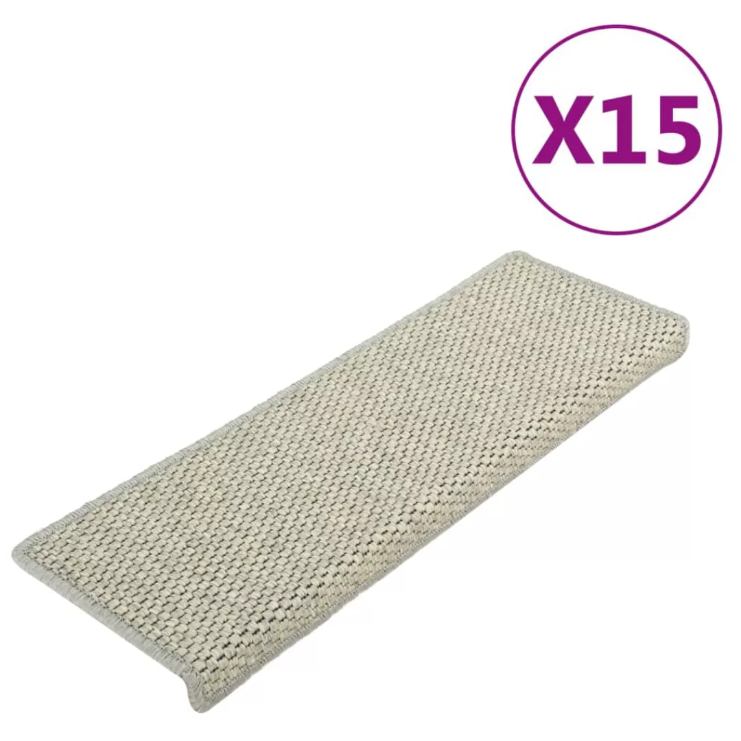 Treppenmatten Selbstklebend Sisal-optik 15 Stk. 65x25 Cm Grau günstig online kaufen